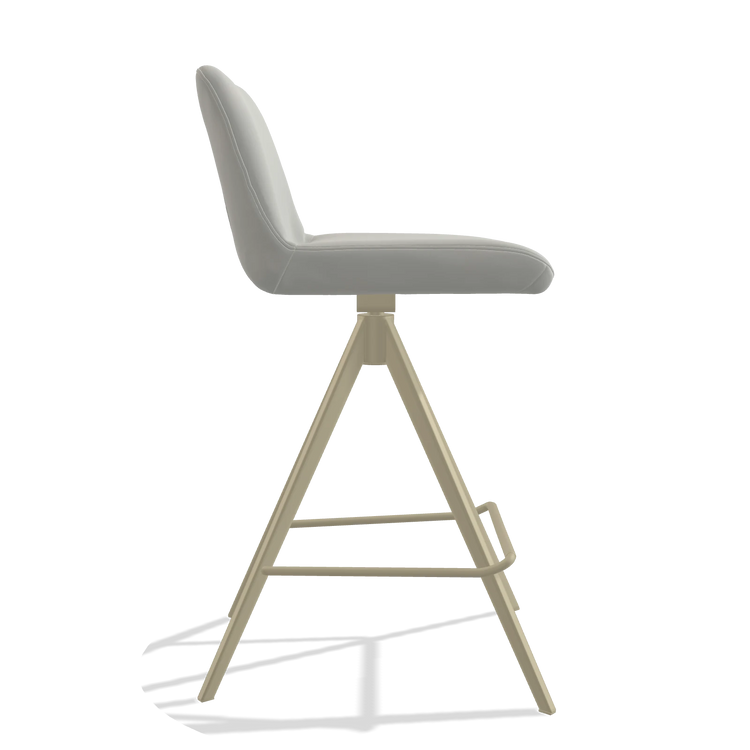 Barstoel Universal 6460 in Leder B970 (lichtgrijs), poten in champagne, zijaanzicht
