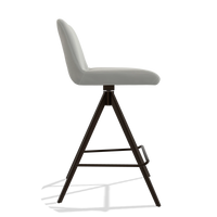 Barstoel Universal 6460 in Leder B970 (lichtgrijs), poten in espresso, zijaanzicht