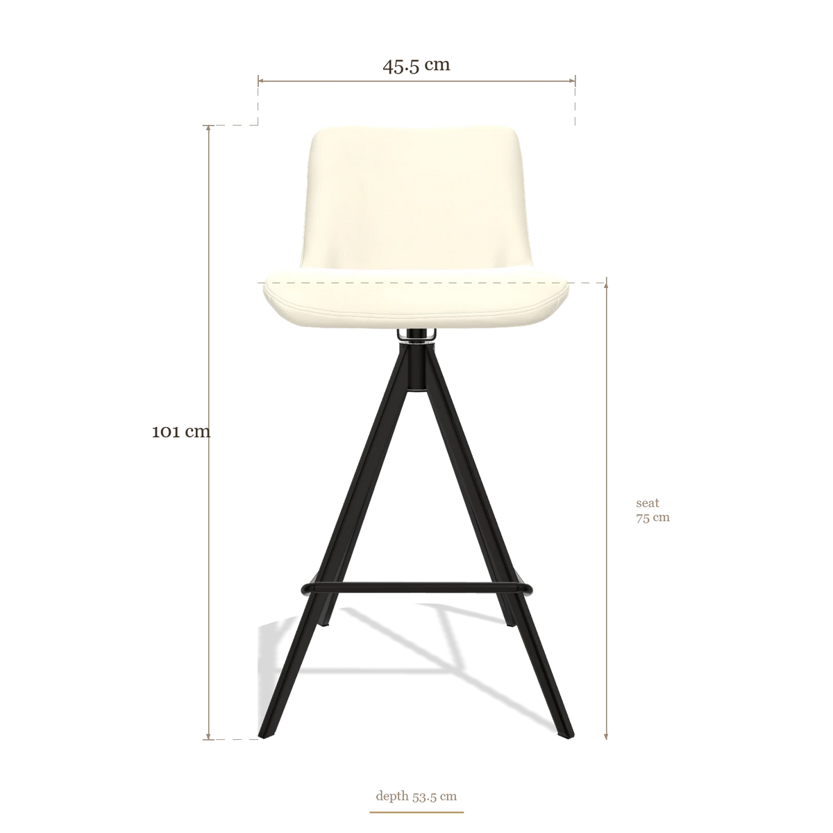 Barstoel Universal 6460, afmetingen 45.5 x 53.5 x 101 cm