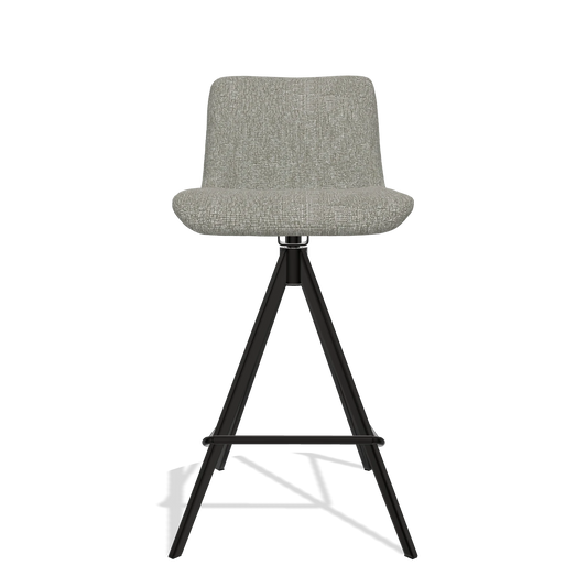 Bar Stool Universal 6460 in Lodge 01 fabric (taupe), black legs, front view