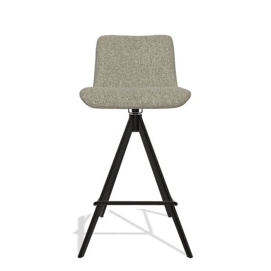 Bar Stool Universal 6460 in Lodge 05 fabric (taupe), black legs, front view