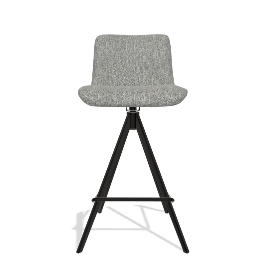 Bar Stool Universal 6460 in Lodge 40 fabric (grey), black legs, front view