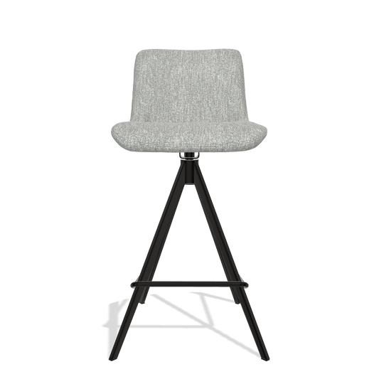 Bar Stool Universal 6460 in Lodge 60 fabric (greige), black legs, front view