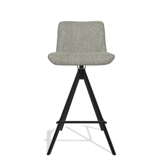 Bar Stool Universal 6460 in Lodge 84 fabric (taupe), black legs, front view