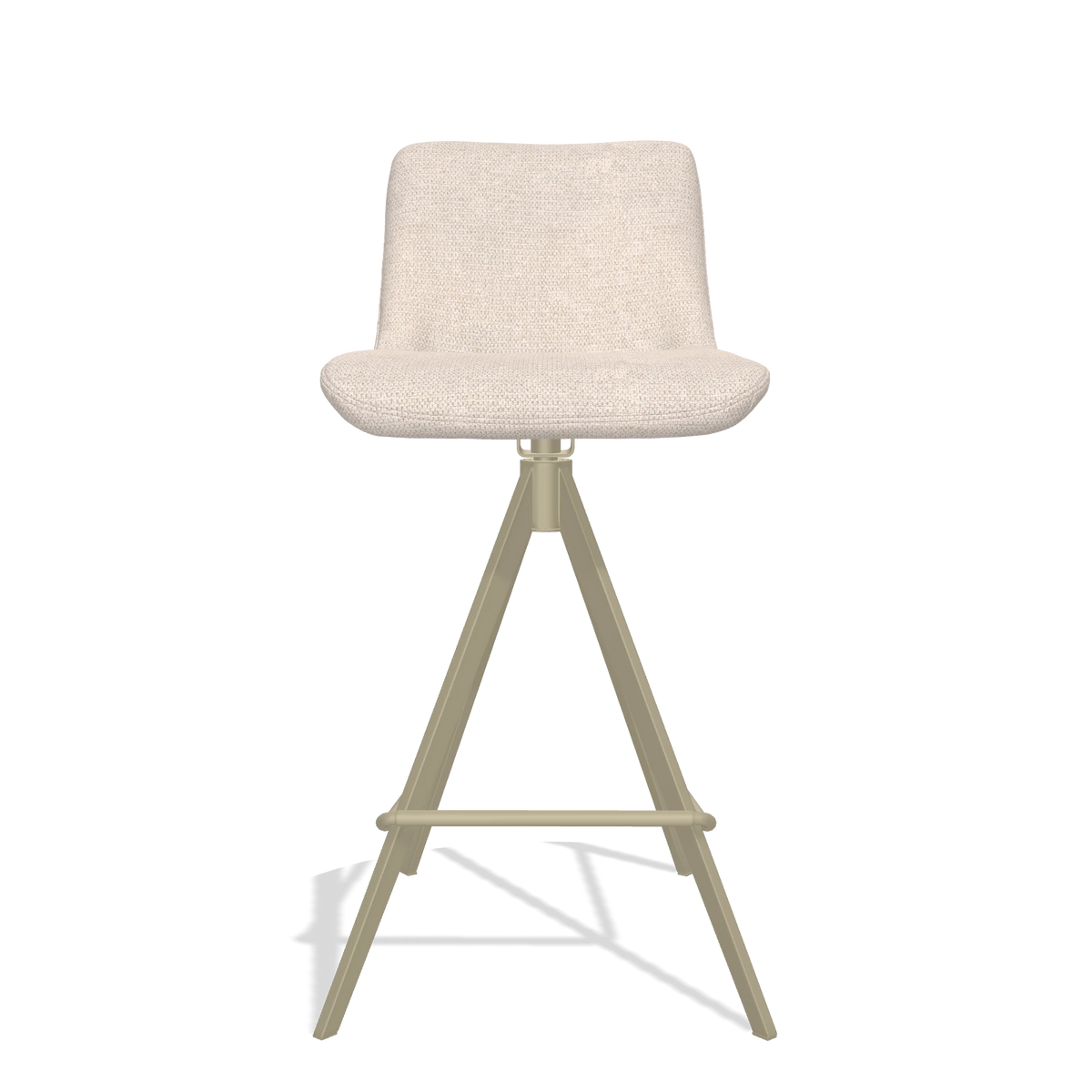Bar Stool Universal 6460 in Mito 01 fabric (light grey), champagne legs, front view