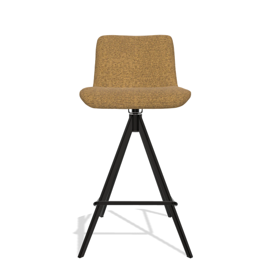 Sgabello da bar Universal 6460 in tessuto Mito 06 (cognac), gambe in nero, vista frontale
