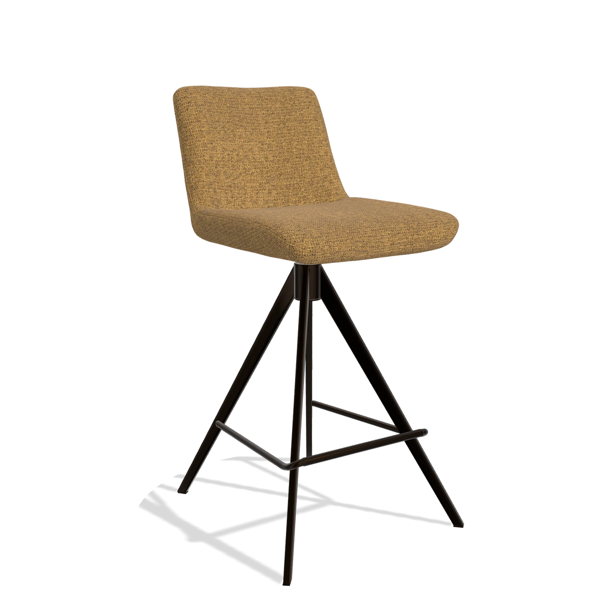 Bar Stool Universal 6460 in Mito 06 fabric (cognac), espresso legs, angled view