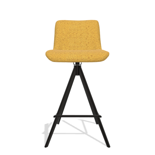 Sgabello da bar Universal 6460 in tessuto Mito 132 (ocra), gambe in nero, vista frontale
