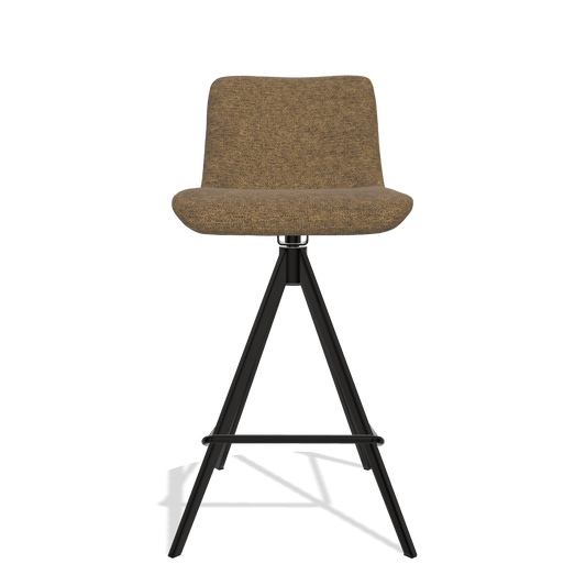 Sgabello da bar Universal 6460 in tessuto Mito 14 (marrone), gambe in nero, vista frontale