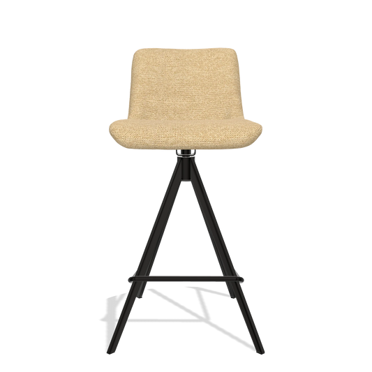 Sgabello da bar Universal 6460 in tessuto Mito 170 (beige), gambe in nero, vista frontale