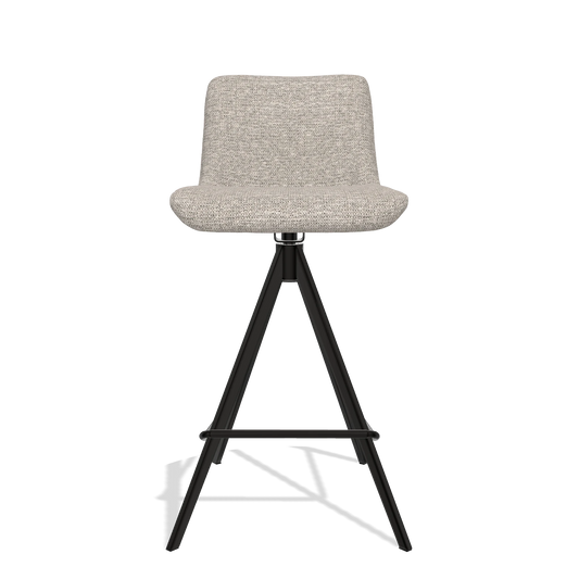 Sgabello da bar Universal 6460 in tessuto Mito 180 (greige), gambe in nero, vista frontale