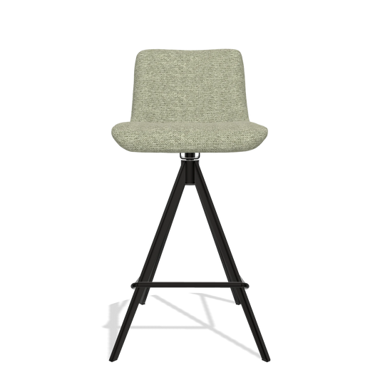 Sgabello da bar Universal 6460 in tessuto Mito 55 (verde salvia), gambe in nero, vista frontale