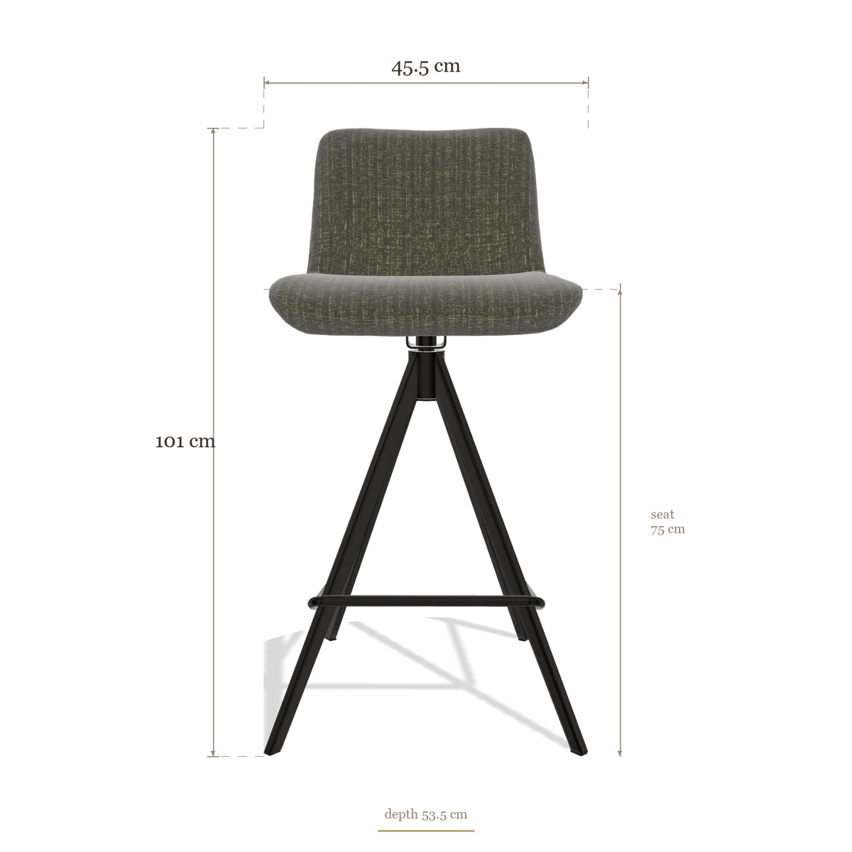 Taburete de bar Universal 6460, medidas 45.5 x 53.5 x 101 cm