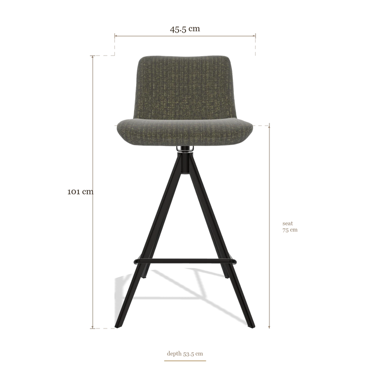 Taburete de bar Universal 6460, medidas 45.5 x 53.5 x 101 cm