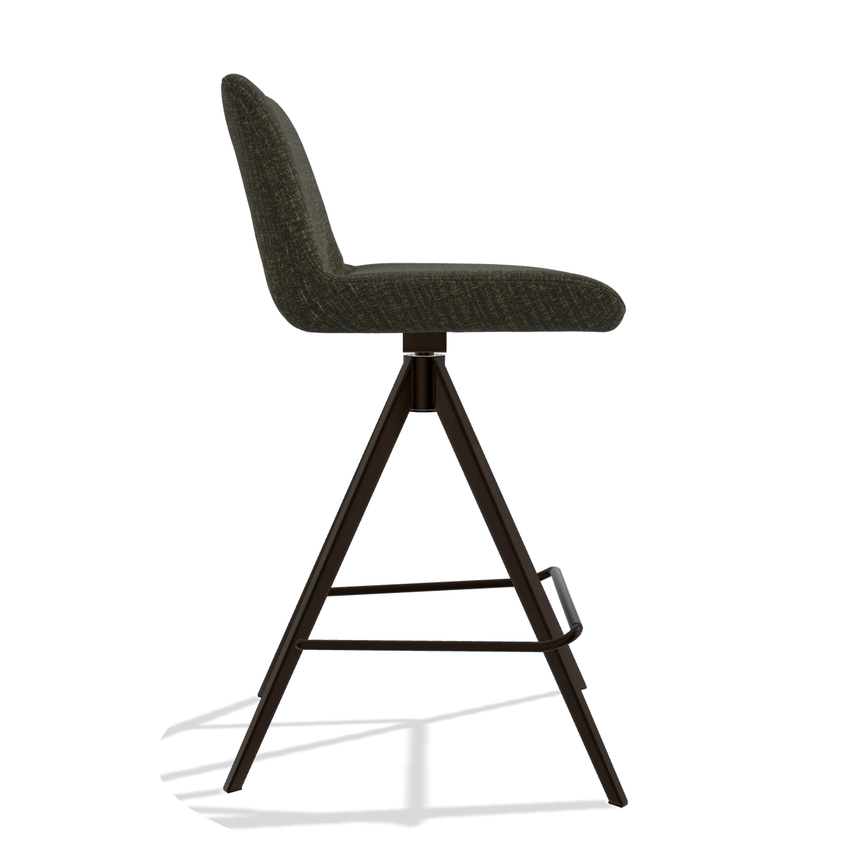 Taburete de bar Universal 6460 en tela Niagara 502 (negro), patas en espresso, vista lateral