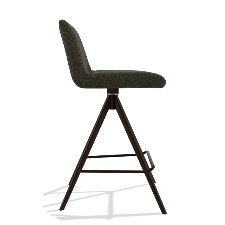 Taburete de bar Universal 6460 en tela Niagara 502 (negro), patas en espresso, vista lateral