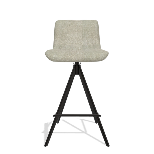 Sgabello da bar Universal 6460 in tessuto Niagara 903 (greige), gambe in nero, vista frontale