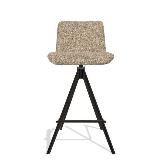 Sgabello da bar Universal 6460 in tessuto Oasis 176 (tortora), gambe in nero, vista frontale