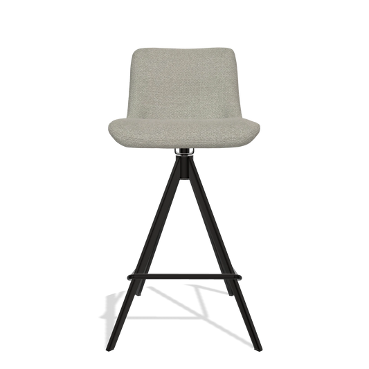 Sgabello da bar Universal 6460 in tessuto Rhythm 01 (verde salvia), gambe in nero, vista frontale
