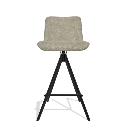 Sgabello da bar Universal 6460 in tessuto Rhythm 10 (verde salvia), gambe in nero, vista frontale