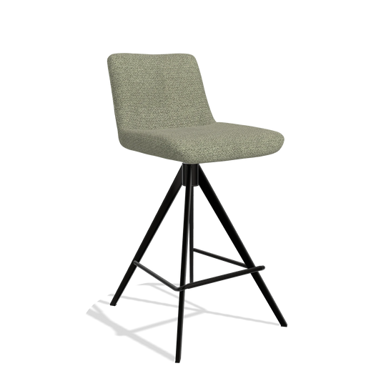 Sgabello da bar Universal 6460 in tessuto Rhythm 206 (tortora), gambe in nero, vista angolata