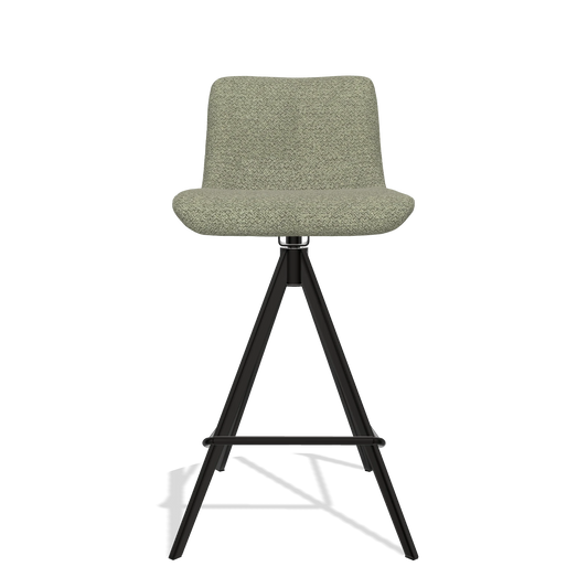 Sgabello da bar Universal 6460 in tessuto Rhythm 206 (tortora), gambe in nero, vista frontale