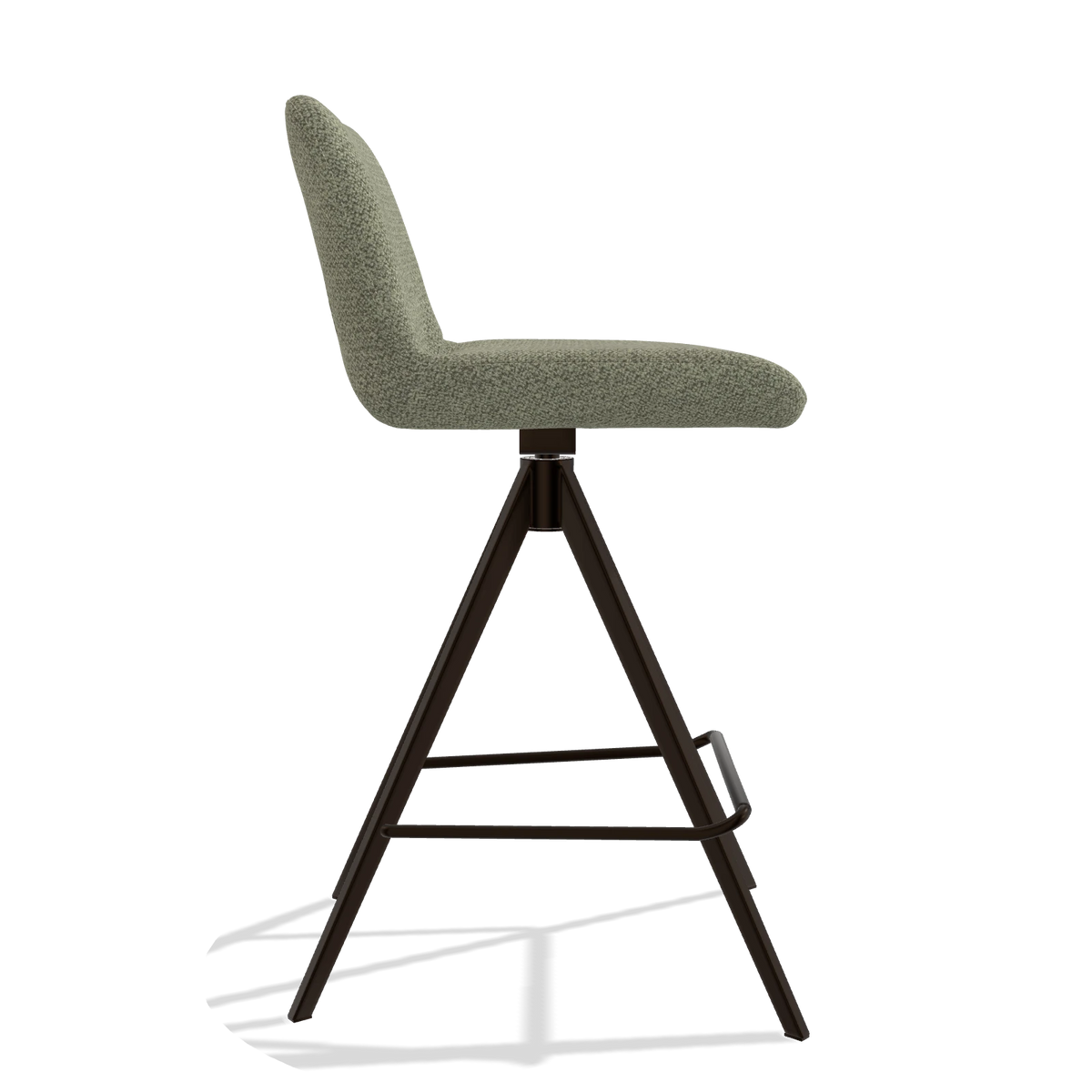 Bar Stool Universal 6460 in Rhythm 206 fabric (taupe), espresso legs, side view