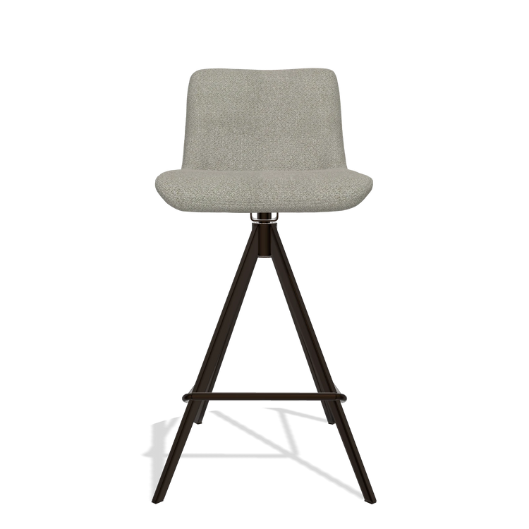 Bar Stool Universal 6460 in Rhythm 84 fabric (grey), espresso legs, front view