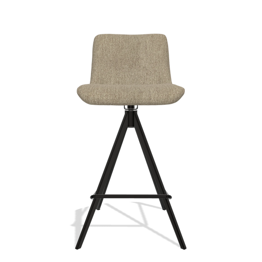 Sgabello da bar Universal 6460 in tessuto San Remo 101 (tortora), gambe in nero, vista frontale