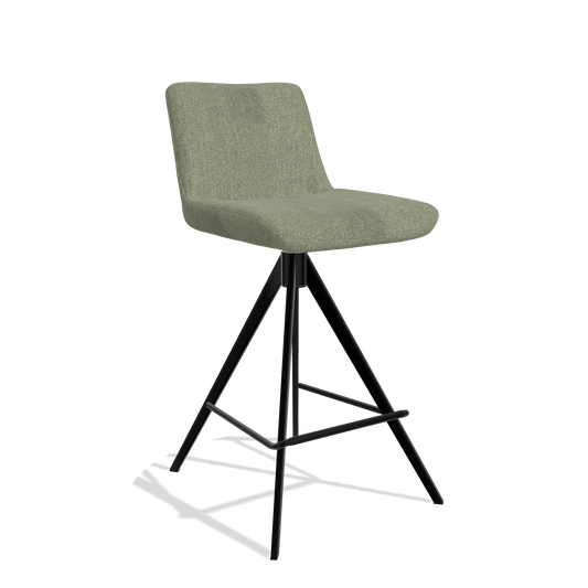 Sgabello da bar Universal 6460 in tessuto San Remo 500 (tortora), gambe in nero, vista angolata