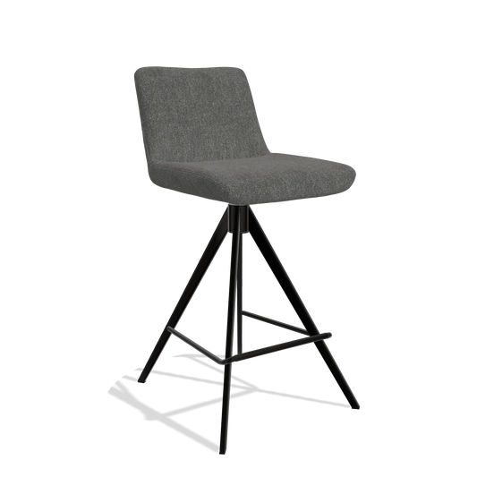 Sgabello da bar Universal 6460 in tessuto San Remo 800 (antracite), gambe in nero, vista angolata