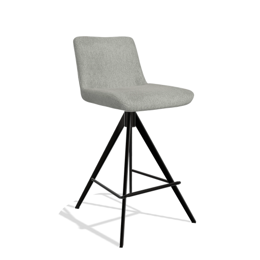 Sgabello da bar Universal 6460 in tessuto San Remo 901 (grigio), gambe in nero, vista angolata