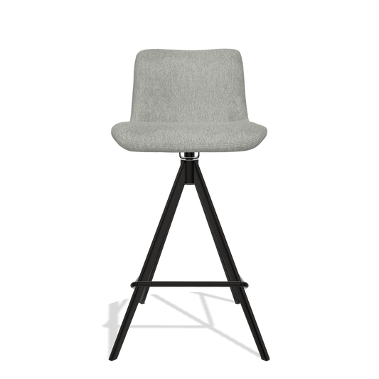 Sgabello da bar Universal 6460 in tessuto San Remo 901 (grigio), gambe in nero, vista frontale