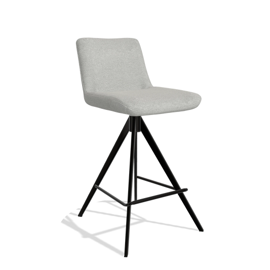 Sgabello da bar Universal 6460 in tessuto Sneak 110 (greige), gambe in nero, vista angolata