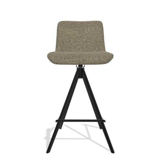 Sgabello da bar Universal 6460 in tessuto Sneak 124 (oliva), gambe in nero, vista frontale