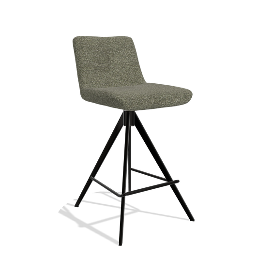 Sgabello da bar Universal 6460 in tessuto Sneak 59 (grigio scuro), gambe in nero, vista angolata