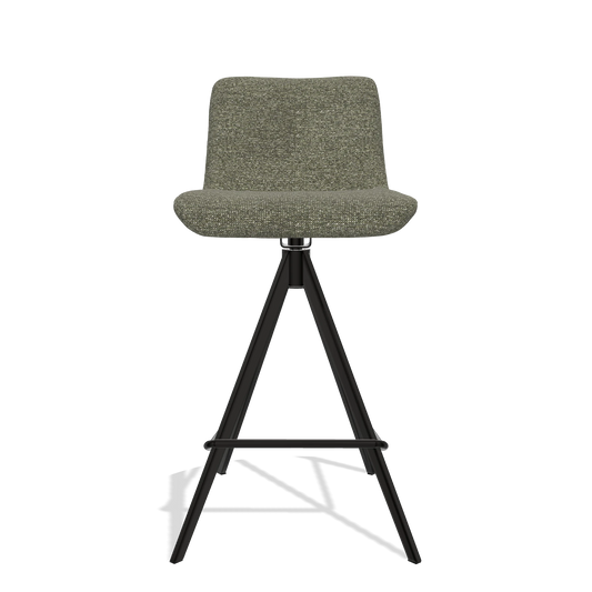 Sgabello da bar Universal 6460 in tessuto Sneak 59 (grigio scuro), gambe in nero, vista frontale