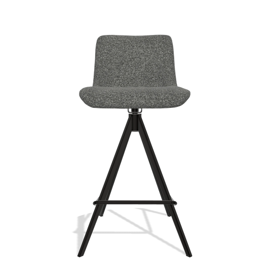 Sgabello da bar Universal 6460 in tessuto Sneak 65 (grigio scuro), gambe in nero, vista frontale