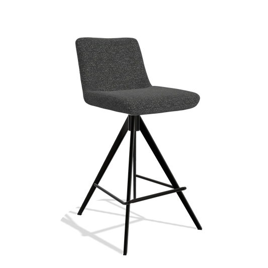 Sgabello da bar Universal 6460 in tessuto Sneak 67 (nero), gambe in nero, vista angolata
