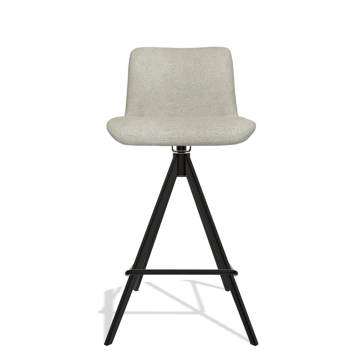 Bar Stool Universal 6460 in Stella 01 fabric (greige), black legs, front view