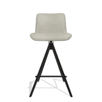 Bar Stool Universal 6460 in Stella 01 fabric (greige), black legs, front view