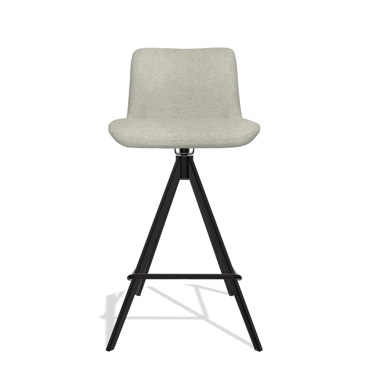 Bar Stool Universal 6460 in Stella 01 fabric (greige), black legs, front view