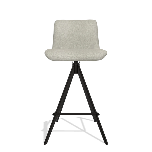 Sgabello da bar Universal 6460 in tessuto Stella 01 (greige), gambe in nero, vista frontale