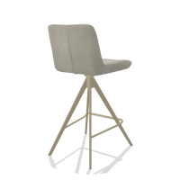 Bar Stool Universal 6460 in Stella 01 fabric (greige), champagne legs, back angled view