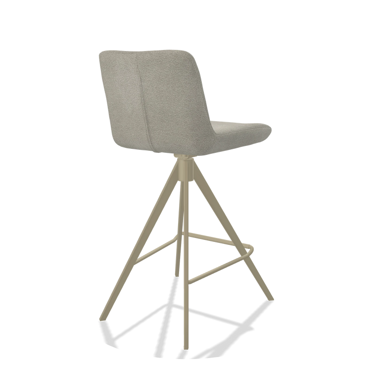 Bar Stool Universal 6460 in Stella 01 fabric (greige), champagne legs, back angled view