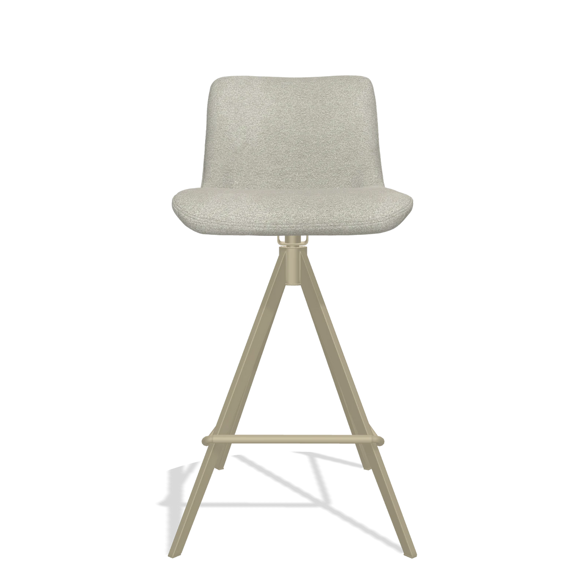Bar Stool Universal 6460 in Stella 01 fabric (greige), champagne legs, front view