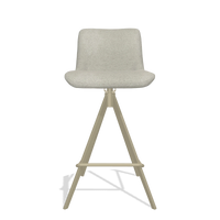 Bar Stool Universal 6460 in Stella 01 fabric (greige), champagne legs, front view