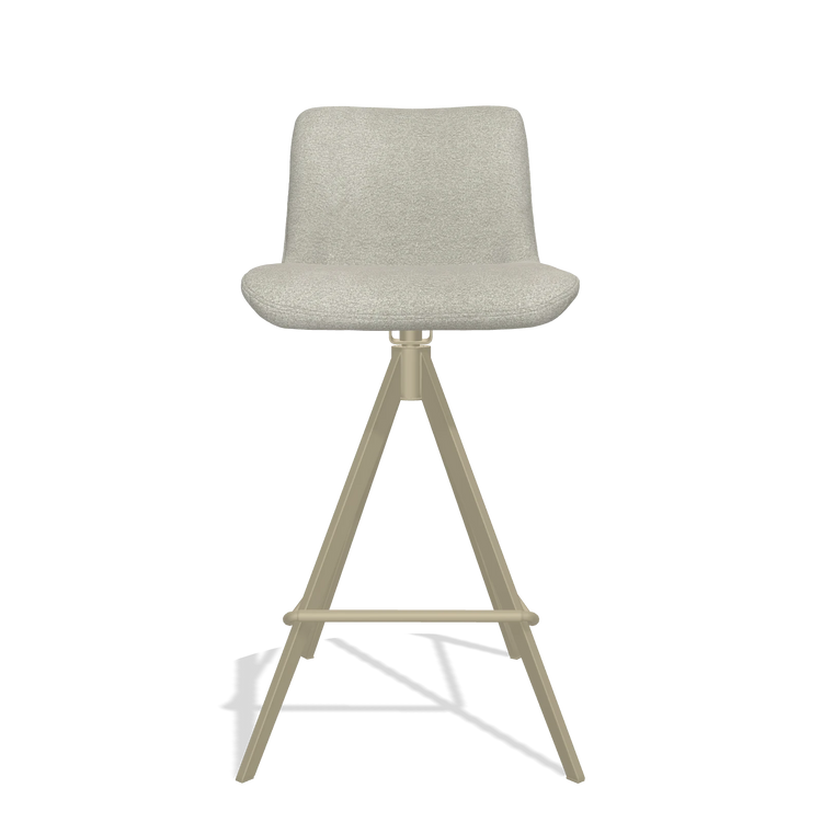 Bar Stool Universal 6460 in Stella 01 fabric (greige), champagne legs, front view