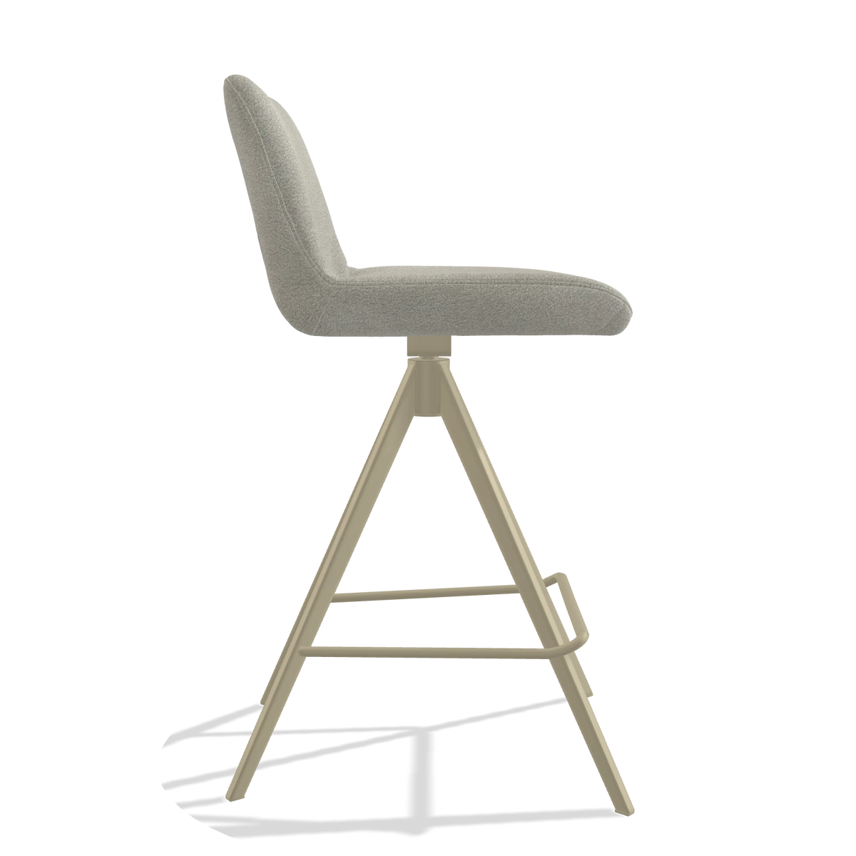 Bar Stool Universal 6460 in Stella 01 fabric (greige), champagne legs, side view