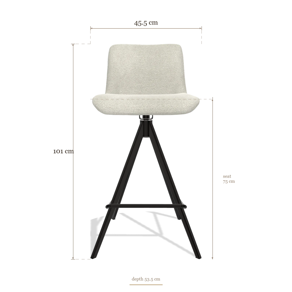 Bar Stool Universal 6460, dimensions 45.5 x 53.5 x 101 cm